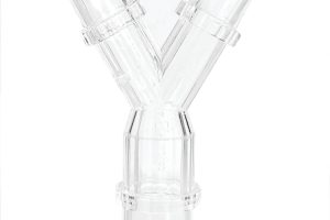 brevet 45 degree polycarbonate y connector fluid management medical biopharma